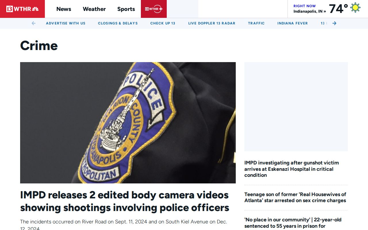 WTHR Marion County crime news desk with story-level coverage