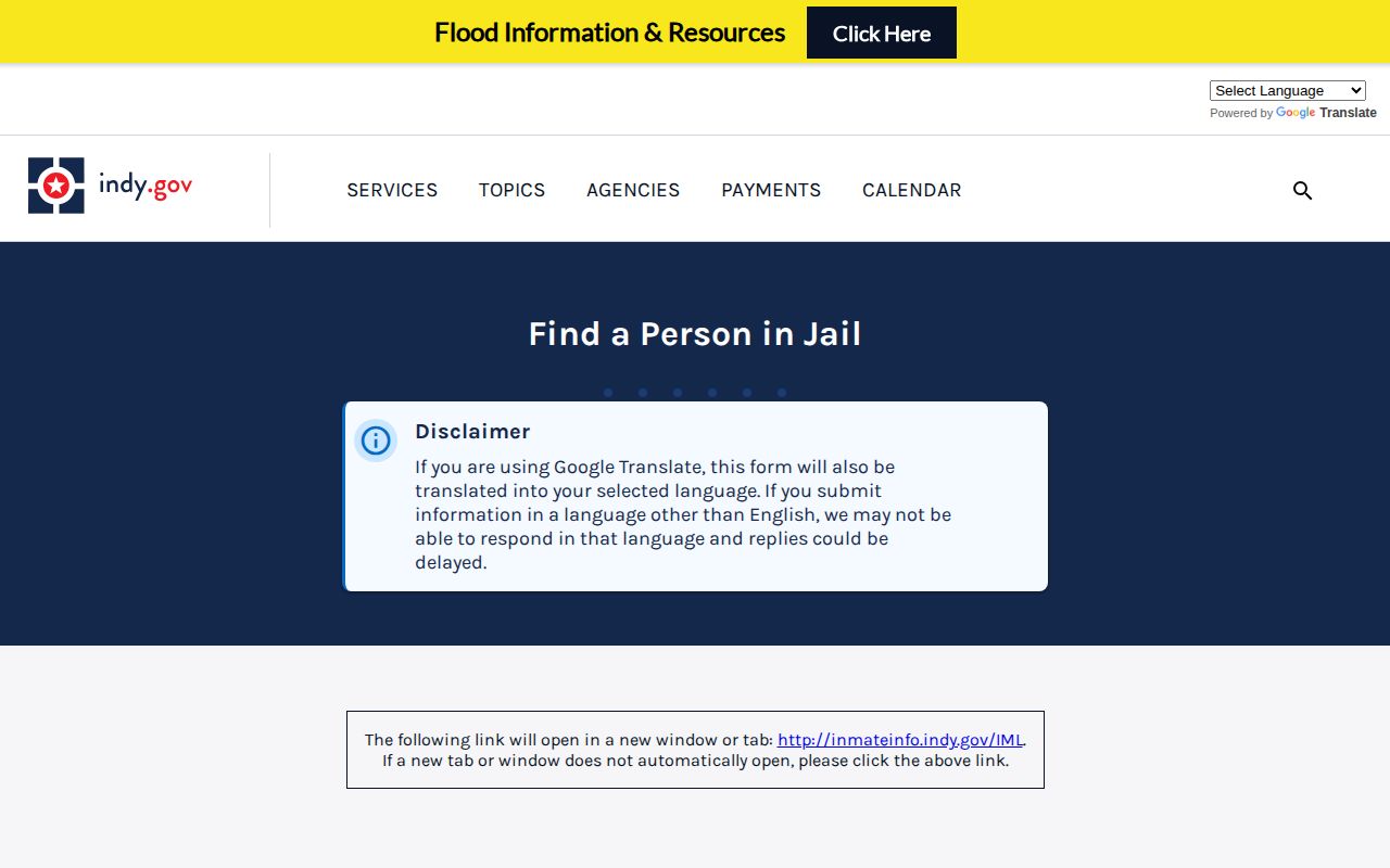 Marion County official jail record search landing page